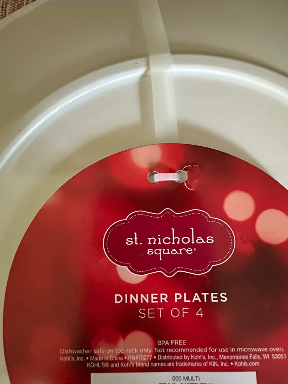 St. Nicholas Square Red and White Snowman Trio Salad Plates Set of 4 Melamine